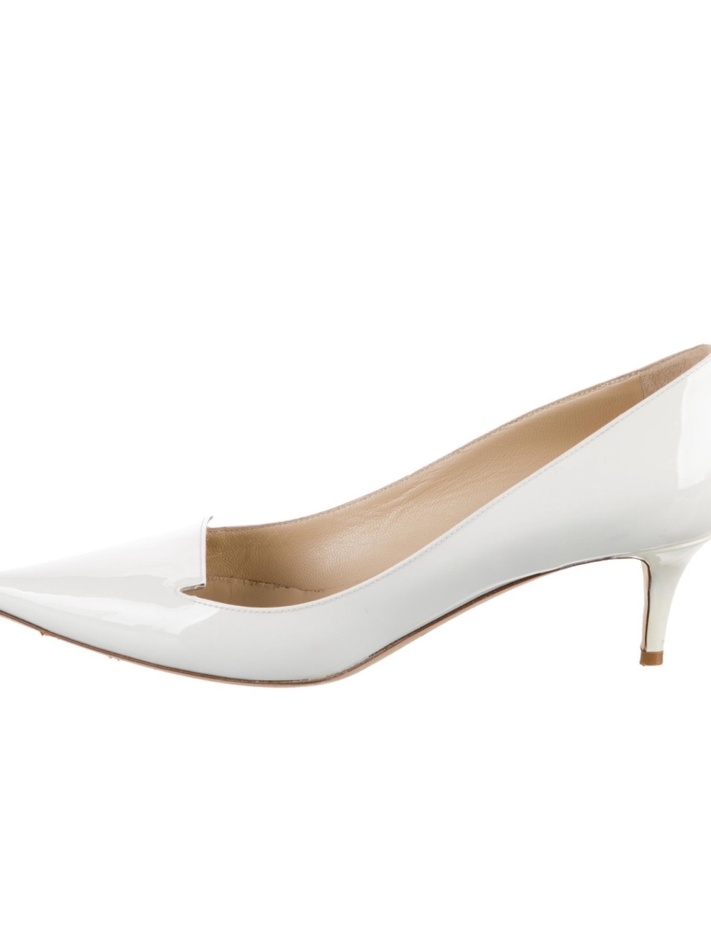 Jimmy Choo White Patent Pointed Kitten Heel Pump